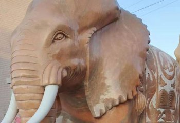 大象雕塑-城市大型景观黄蜡石石雕大象雕塑