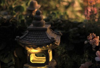灯笼雕塑-日式石灯室内落地创意摆件禅观雕塑