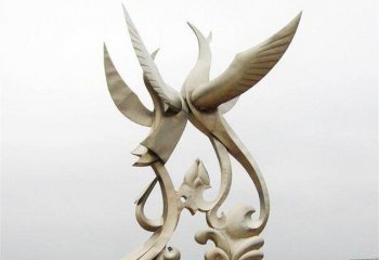 凤凰雕塑-广场不锈钢抽象创意两只凤凰雕塑