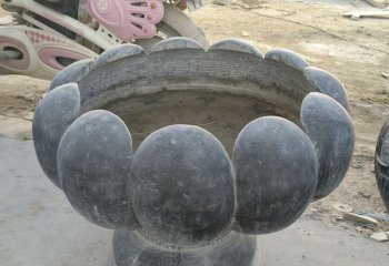缸雕塑-青石莲花造型石雕养鱼缸雕塑