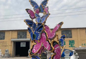 蝴蝶雕塑-玻璃钢室外彩绘蝴蝶雕塑