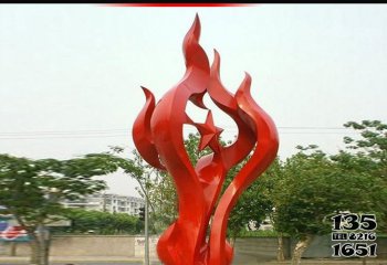 火炬雕塑-公园创意抽象玻璃钢喷漆火炬雕塑