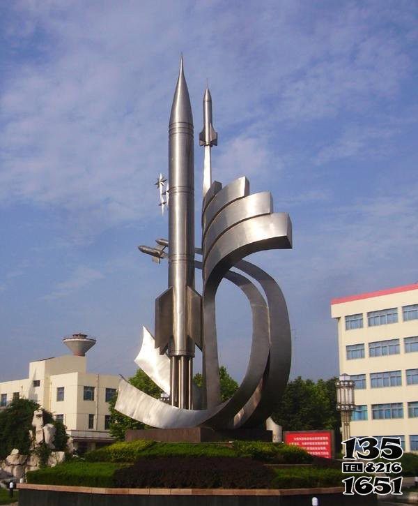 火箭雕塑-大型广场摆放的不锈创意火箭雕塑高清图片