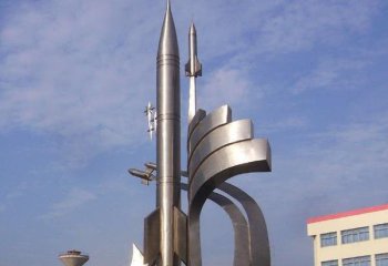 火箭雕塑-大型广场摆放的不锈创意火箭雕塑