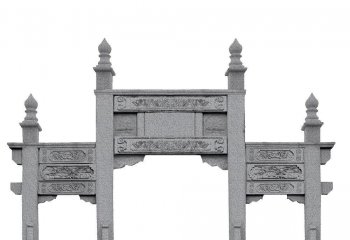 牌坊雕塑-陵园门口简易标志石柱花岗岩牌坊