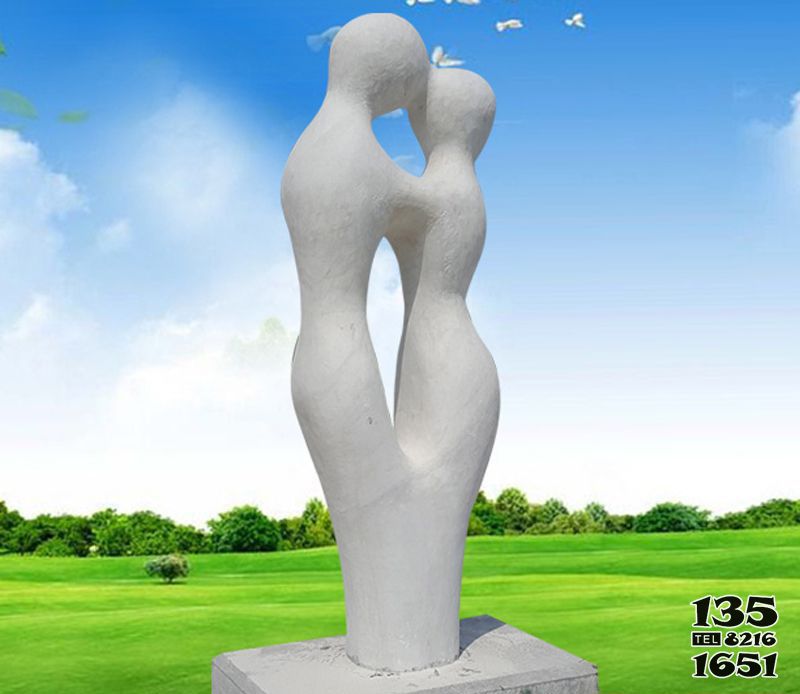 情侣雕塑-广场大理石少数民族抽象石雕情侣雕塑高清图片