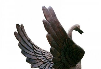 天鹅雕塑-酒店不锈钢烤漆喷漆切面飞翔天鹅雕塑