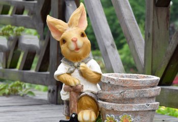 兔子雕塑-庭院摆件一只工作的树脂兔子雕塑