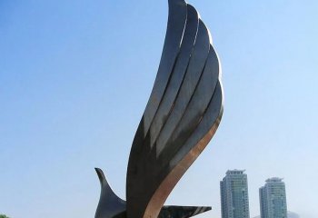 翅膀雕塑-公园广场不锈钢镜面切面工艺装饰翅膀雕塑