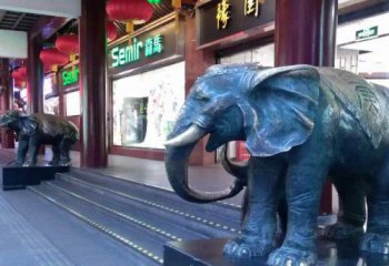 大象雕塑-城市街道创意景观玻璃钢仿真动物景观大象雕塑