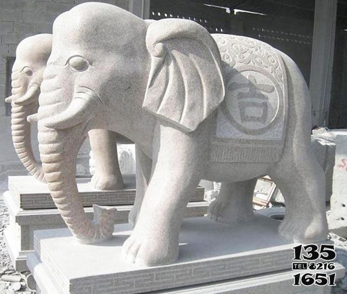 大象雕塑-户外景区汉白玉石雕吉祥如意大象雕塑