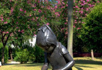儿童雕塑-校园写作业的小女孩人物铜雕儿童雕塑