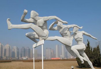 跨栏雕塑-公园不锈钢几何跨栏运动系列雕塑
