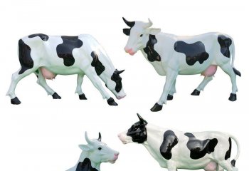 奶牛雕塑-广场四只玻璃钢奶牛雕塑