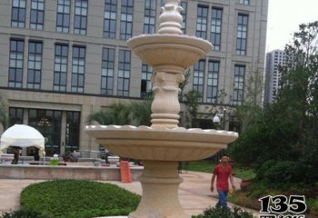 喷泉雕塑-校园景观大理石双层喷泉石雕