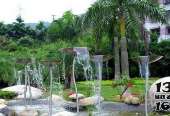 喷泉雕塑-小区池塘摆放不锈钢造型喷泉雕塑