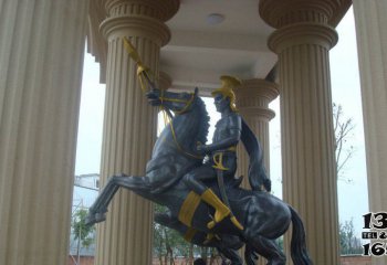 骑马雕塑-公园罗马士兵人物铜雕骑马雕塑