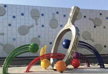 乒乓球雕塑-景区景观不锈钢创意乒乓球拍雕塑