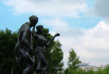 跳舞蹈雕塑-公园唱歌跳舞的人物玻璃钢仿铜雕