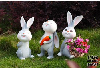 兔子雕塑-小区装饰三只玻璃钢兔子雕塑