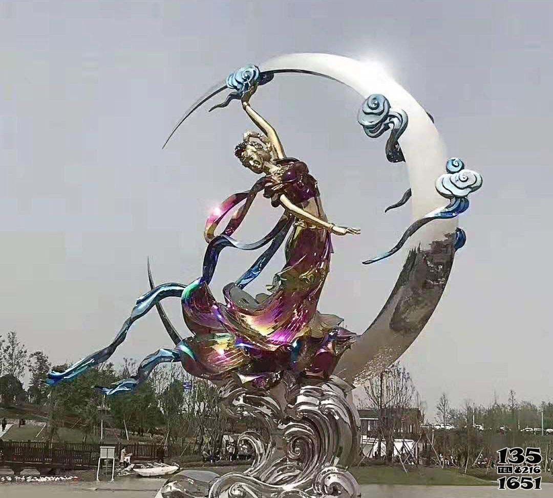 嫦娥雕塑-别墅小区摆放彩绘不锈钢嫦娥奔月造型雕塑