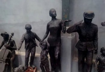 弹奏人物雕塑-人物弹奏广场不锈钢仿铜弹雕塑