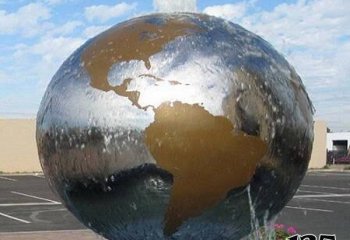 地球仪雕塑-公园不锈钢喷泉地球仪雕塑