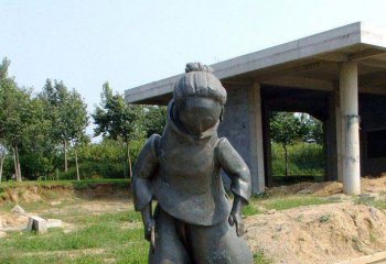 儿童雕塑-公园学走路的小孩和母亲小品铜雕儿童雕塑