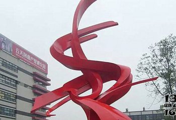 枫叶雕塑-不锈钢小区景观红色抽象枫叶雕塑