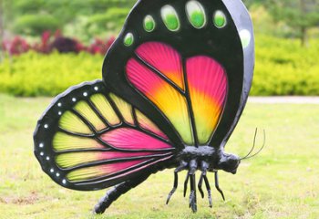 蝴蝶雕塑-彩绘玻璃钢庭院蝴蝶雕塑