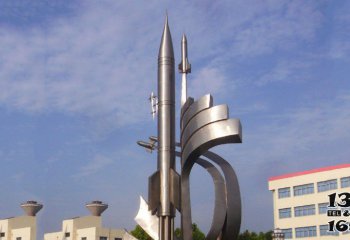 火箭雕塑-广场上摆放的不锈钢创意火箭雕塑