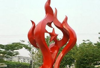 火苗雕塑-小区文化广场五角星不锈钢火苗雕塑