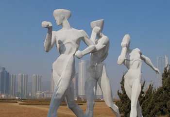 竞走雕塑-公园不锈钢几何竞走运动雕塑