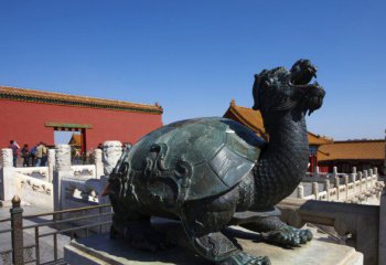 龙龟雕塑-景区摆放的抬头的玻璃钢创意龙龟雕塑 (2)