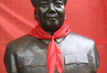 毛泽东雕塑-校园名人铜雕带着红领巾的毛泽东雕塑