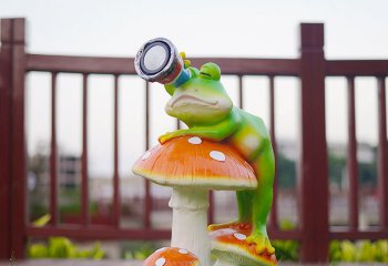 蘑菇雕塑-太阳能灯卡通青蛙蘑菇摆件模型幼儿园林动物照明蘑菇雕塑