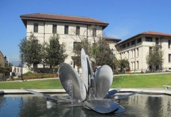 喷泉雕塑-不锈钢公园抽象花朵喷泉雕塑