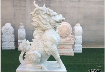 麒麟雕塑-汉白玉石雕神兽庭院别墅麒麟雕塑