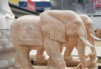 大象雕塑-汉白玉石雕企业别墅镇宅招财大象雕塑