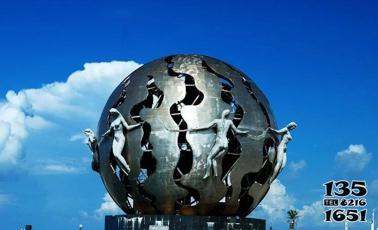 地球仪雕塑-不锈钢抽象西瓜造型地球仪雕塑高清图片