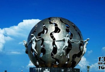 地球仪雕塑-不锈钢抽象西瓜造型地球仪雕塑