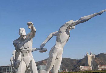 滑冰雕塑-不锈钢广场运动滑冰人物主题雕塑