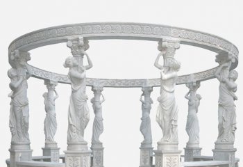 凉亭雕塑-大型汉白玉露天圆形欧式园林西方人物石柱休闲凉亭雕塑