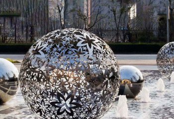 镂空球雕塑-广场创意不锈钢喷泉镂空球雕塑