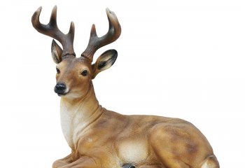 鹿雕塑-公园景区创意卧着的仿真动物鹿雕塑