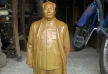 毛泽东雕塑-户外玻璃钢喷金鎏金伟人毛泽东雕塑