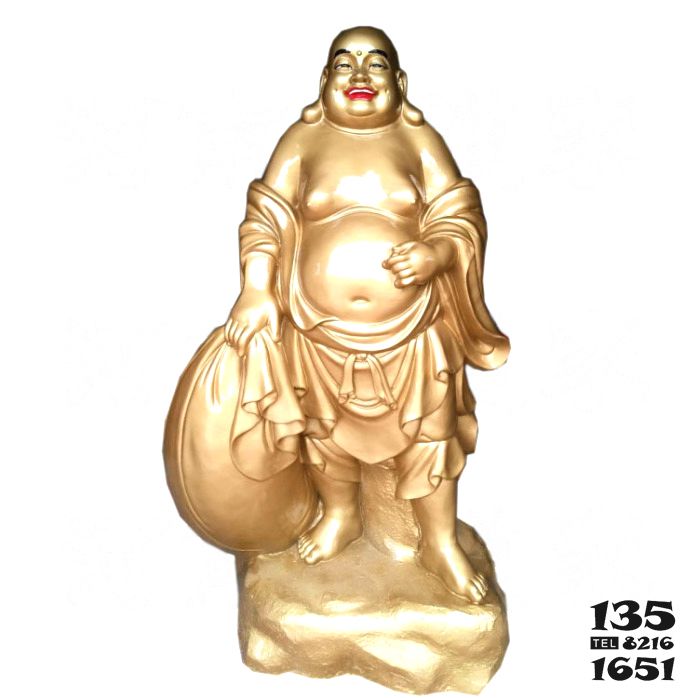 弥勒佛雕塑-不锈钢喷金烤漆布袋和尚弥勒佛雕塑高清图片
