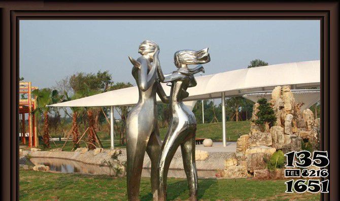 跳舞蹈雕塑-公园不锈钢跳舞的情侣雕塑高清图片