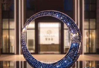 月亮雕塑-酒店门口装饰镂空发亮的不锈钢月亮雕塑