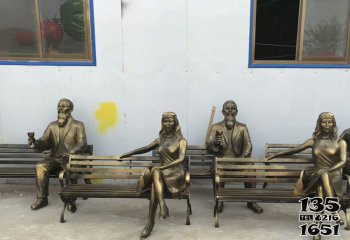 座椅雕塑-公园玻璃钢仿铜美女长椅人物雕塑